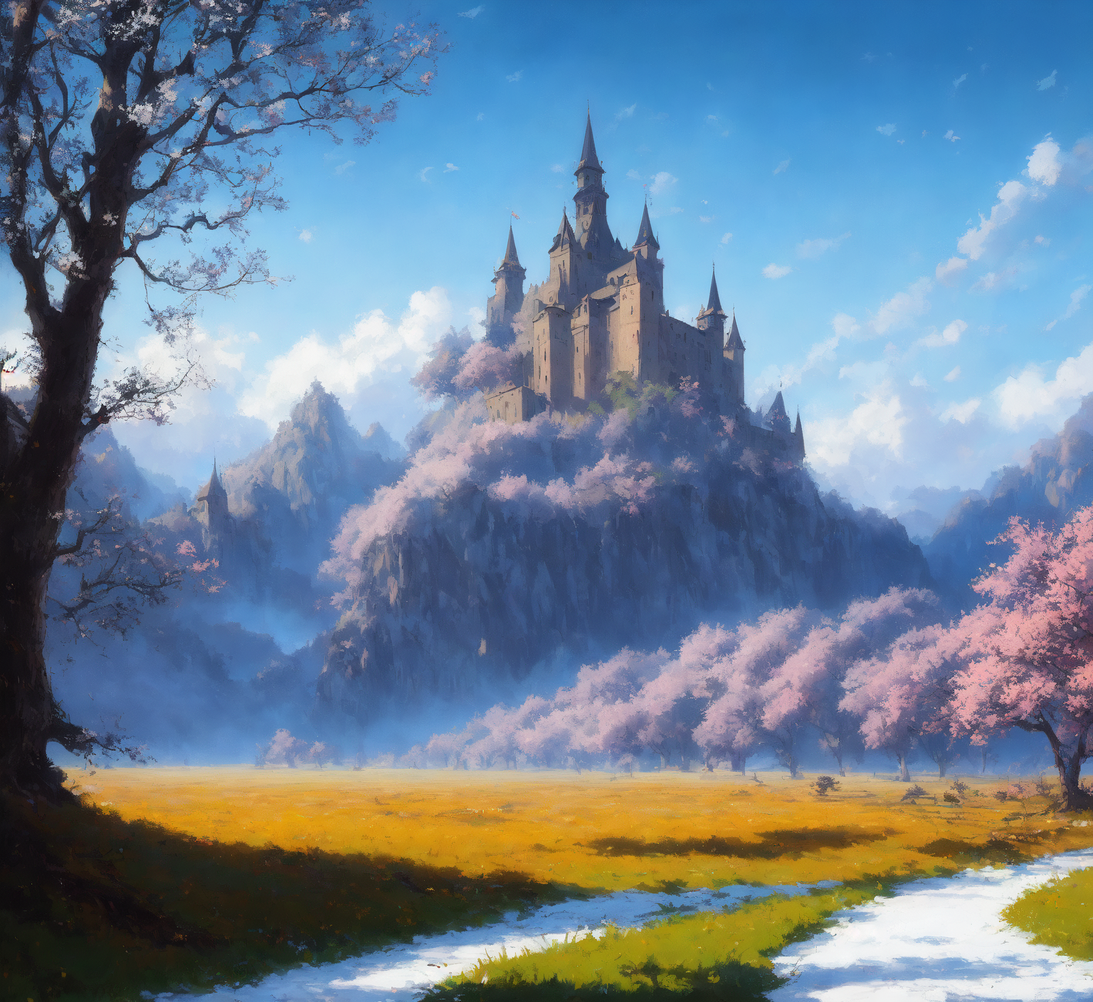(extremely detailed CG unity 8k wallpaper), full shot photo of the most beautiful artwork of a medieval castle, snow falli...